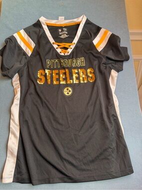 Womens Black Lace-Up Team Top PITTSBURGH Steelers size XL